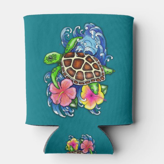 熱帯ウミガメとハイビスカス 缶クーラー (裏面)