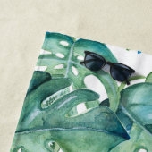 熱帯ウミガメとパーム葉 ビーチタオル (インサイチュ)