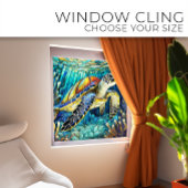 熱帯ウミガメのステンドグラス ウィンドウサイン