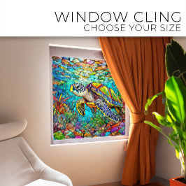 熱帯ウミガメのステンドグラス ウィンドウサイン