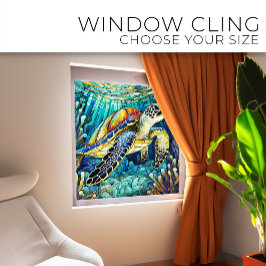 熱帯ウミガメのステンドグラス ウィンドウサイン