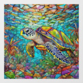 熱帯ウミガメのステンドグラス ウィンドウサイン (シート)