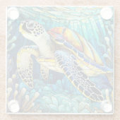 熱帯ウミガメのステンドグラス ガラスコースター (裏面)