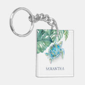 熱帯ウミガメパーソナライズされた キーホルダー (正面左)