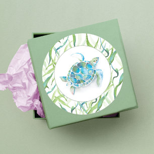 熱帯ウミガメ水色の緑 ラウンドシール