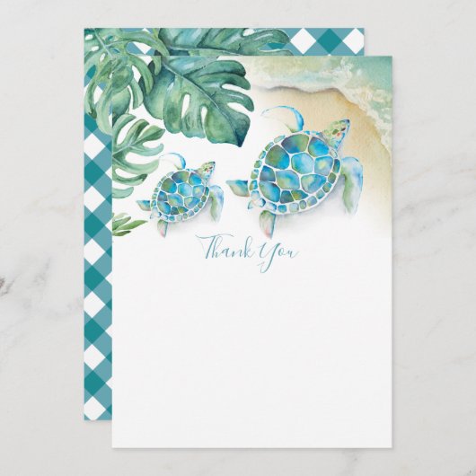 熱帯ウミガメ赤ちゃんシャワーありがとう 招待状 (正面/裏面)