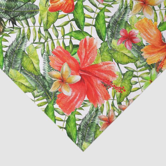 熱帯エキゾチックなジャングルのハイビスカスの花の花 薄葉紙 (詳細)