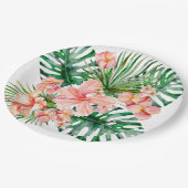 熱帯エキゾチックなジャングルのハイビスカスの花 ペーパープレート (アングル)