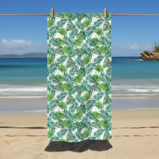 熱帯エキゾチックなパーム葉のパターン ビーチタオル