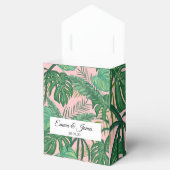 熱帯エキゾチックなピンクの緑の目的地の結婚式 フェイバーボックス (オープン)