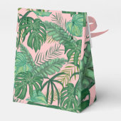 熱帯エキゾチックなピンクの緑の目的地の結婚式 フェイバーボックス (裏面サイド)