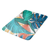 熱帯エキゾチックなヤシ葉と バスマット (アングル)