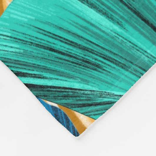 熱帯エキゾチックなヤシ葉と フリースブランケット (角)