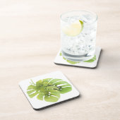 熱帯エキゾチックな緑の葉モンステラの水色e コースター (右側)