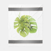 熱帯エキゾチックな緑の葉モンステラの水色e フリースブランケット (正面)