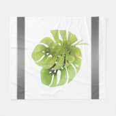 熱帯エキゾチックな緑の葉モンステラの水色e フリースブランケット (正面(横))