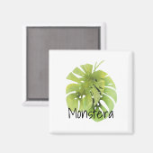 熱帯エキゾチックな緑の葉モンステラの水色e マグネット (正面/裏面)