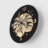 熱帯エキゾチックな緑の葉モンステラの水色e ラウンド壁時計 (傾斜)