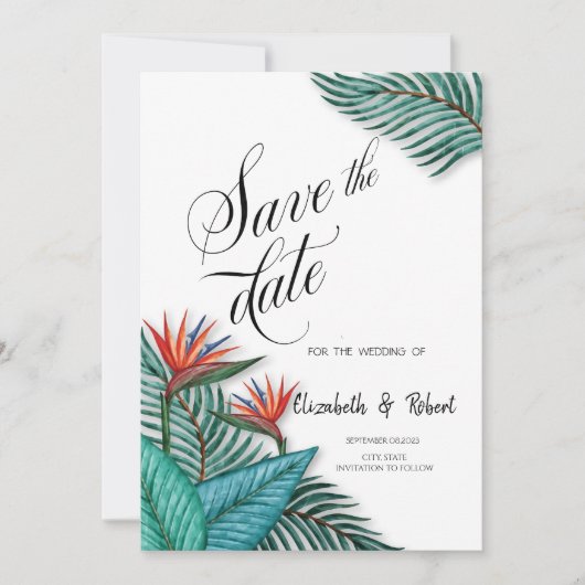 熱帯エキゾチックな花が日付を保存 セーブザデート (正面)