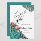 熱帯エキゾチックな花が日付を保存 セーブザデート (正面/裏面)