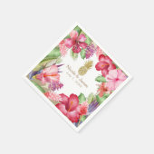 熱帯エキゾチックな花と金ゴールドパイナップルエレガント スタンダードカクテルナプキン (角)