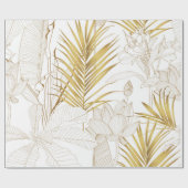 熱帯エキゾチックフローラ線金の葉ヤシと ラッピングペーパー (フラット)