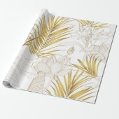 熱帯エキゾチックフローラ線金の葉ヤシと ラッピングペーパー (アンロールド)