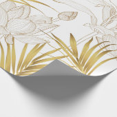 熱帯エキゾチックフローラ線金の葉ヤシと ラッピングペーパー (角)