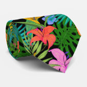 熱帯エキゾチックフローラ葉ハワイアン花 ネクタイ (ロール)