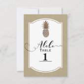 熱帯エキゾチックフローラ金ゴールドパイナップル表番号 招待状 (正面)
