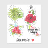 熱帯エキゾチック明るい葉モンテラの水色 シール (シート)