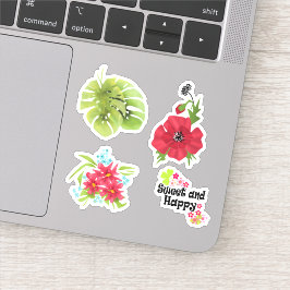 熱帯エキゾチック明るい葉モンテラの水色 シール