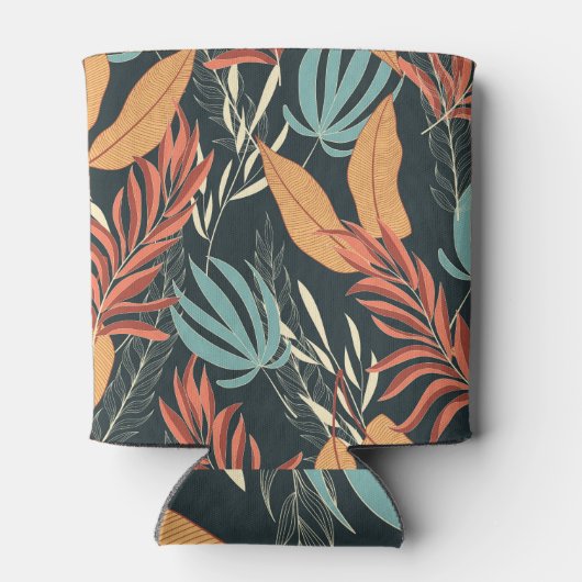 熱帯エキゾチック植物ダークパターン 缶クーラー (裏面)