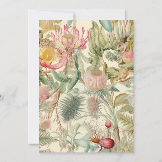 熱帯エキゾチック花模様は日付カードを保存 サンキューカード (裏面)