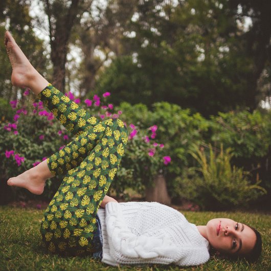 熱帯エキゾチック葉自然パターン レギンス