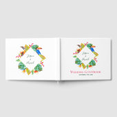 熱帯エキゾチック鳥のハワイアン結婚ズ ゲストブック (全面)