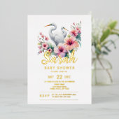 熱帯エグレ鳥の沿岸赤ちゃんシャワー 箔招待状 (立ち正面)