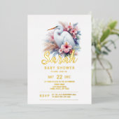 熱帯エグレ鳥の沿岸赤ちゃんシャワー 箔招待状 (立ち正面)