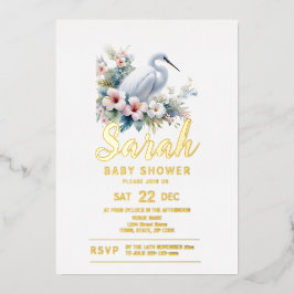 熱帯エグレ鳥の沿岸赤ちゃんシャワー 箔招待状
