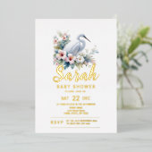 熱帯エグレ鳥の沿岸赤ちゃんシャワー 箔招待状 (立ち正面)