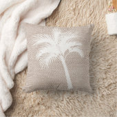 熱帯エレガントな暗灰色のヘリンボン及びヤシの木 クッション (ブランケット)