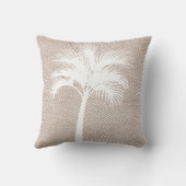 熱帯エレガントな暗灰色のヘリンボン及びヤシの木 クッション (裏面)