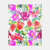 熱帯エレガントのカラフル花 フリースブランケット (正面)