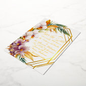 熱帯エレガントの目的地の結婚式の日付を保存 箔招待状 (回転した状態)