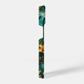 熱帯エレガントの花と宝石を持つ犬 iPhoneケース (右側面)