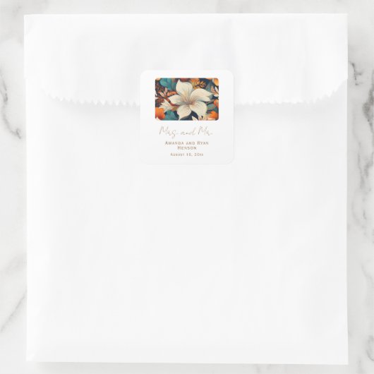 熱帯エレガントの花ミセス・フローラ結婚ズ スクエアシール (バッグ)