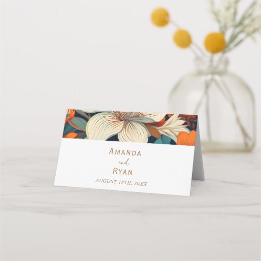 熱帯エレガントの花ミセス・フローラ結婚ズ プレイスカード (裏面)