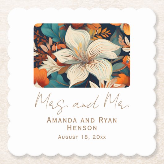 熱帯エレガントの花ミセス・フローラ結婚ズ ペーパーコースター (正面)