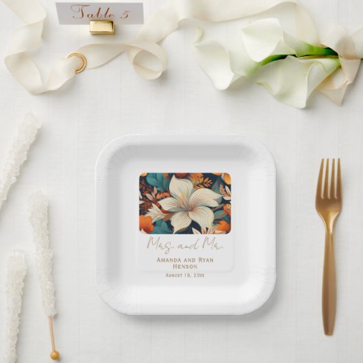 熱帯エレガントの花ミセス・フローラ結婚ズ ペーパープレート (ウェディング)