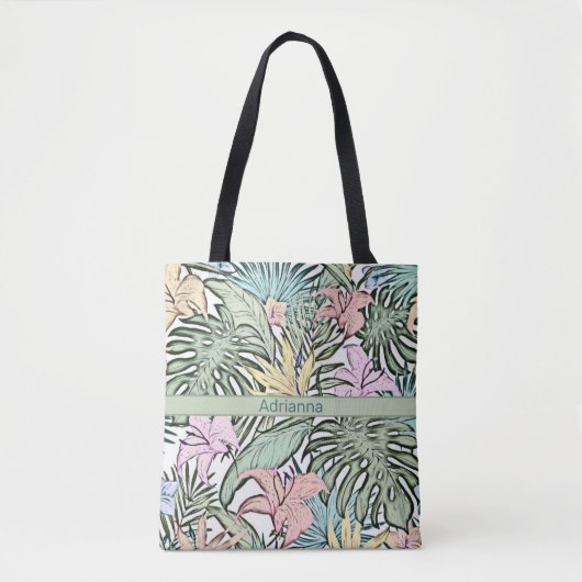 熱帯エレガントカラフルフローラ トートバッグ (正面)